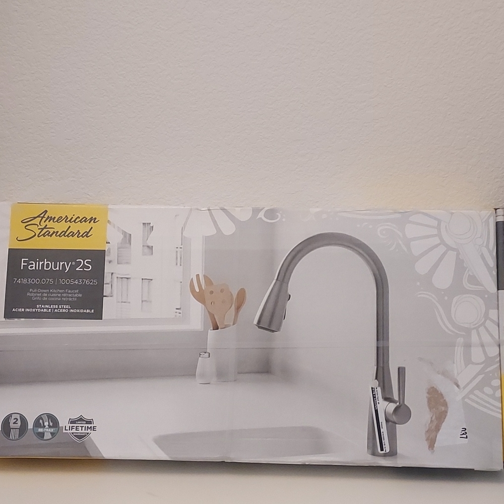 Pull-down kitchen faucet. Stainless steel